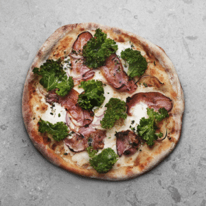 Pizza pork bianco.